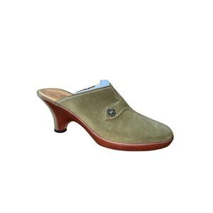 Cole Haan Green Suede Leather Clog-Mules Womens Size 10 GOOD CONDITION